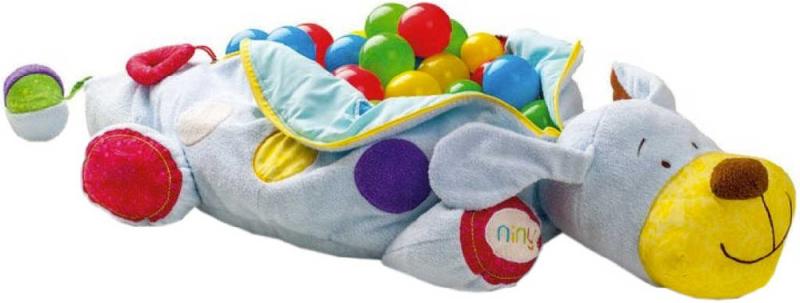 NINY Pejsek Ipo velký set se 60 míčky baby bazének s chrastítky na zip