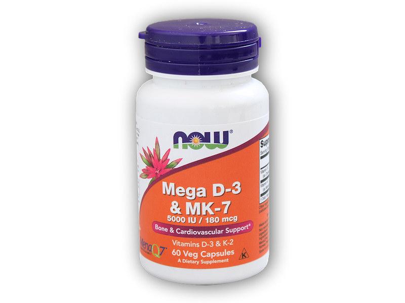 NOW Foods Mega D3MK-7 + Vitamín D3 5000IU + K2 60cps