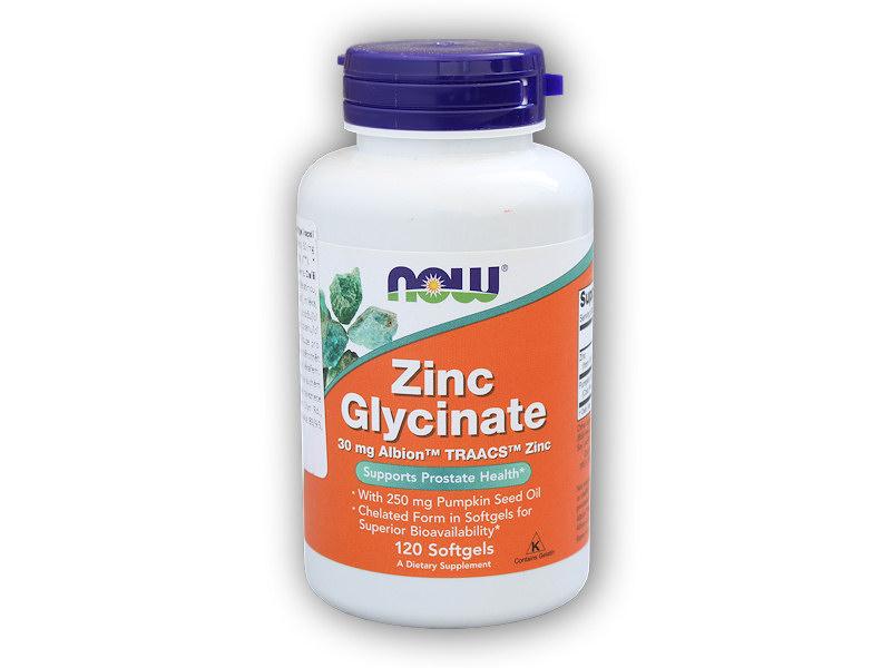 NOW Foods Zinc Glycinate + dýňový olej 30mg 120 kapslí