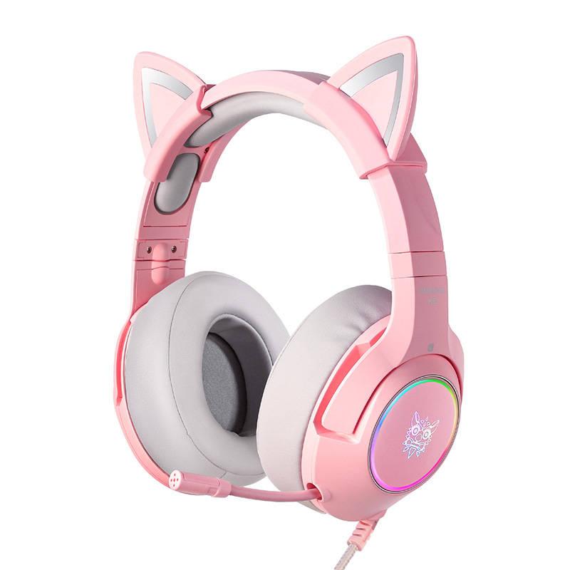 Onikuma Herní sluchátka K9 růžové RGB