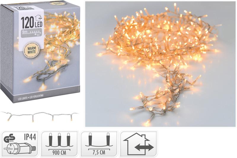 Osvětlení vánoční 9,0m 120LED teplá BÍ TRA