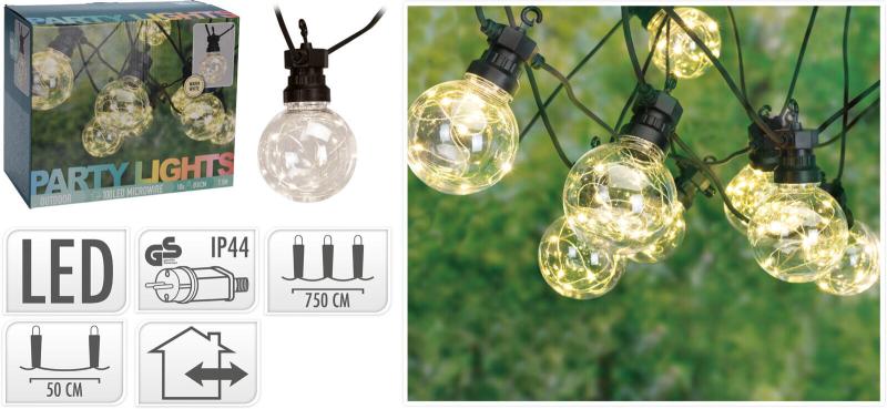 Osvětlení Žárovka 8cm, 7,5m, 50LED, venkovní