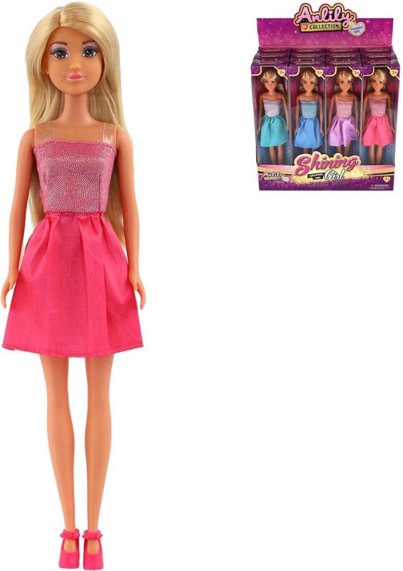 Panenka fashion Anlily 30cm třpytivé krátké šaty 4 barvy v krabici