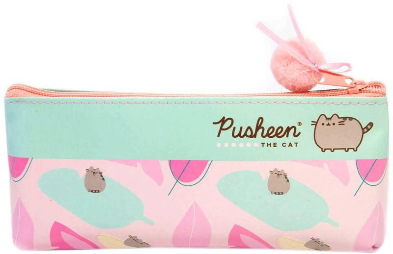 Penál holčičí kočka Pusheen dětské školní pouzdro s bambulkou