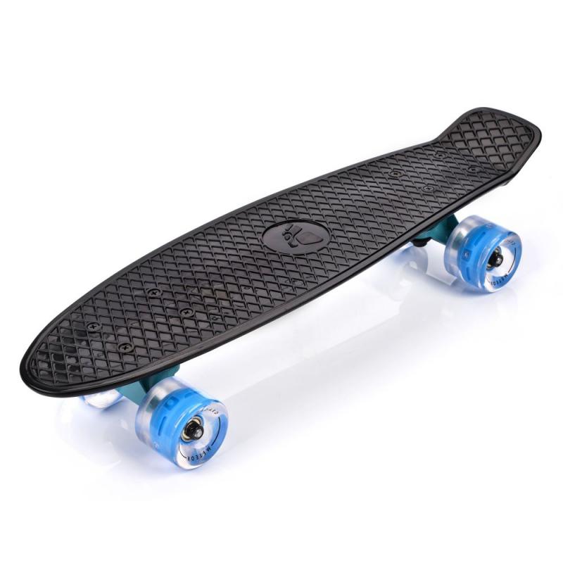 Levně Meteor 56 cm s LED kolečky Black pennyboard