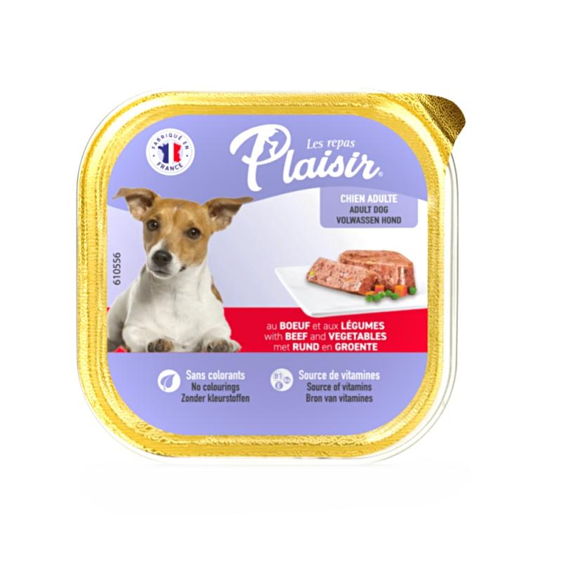Plaisir Dog hovězí, vanička 300 g