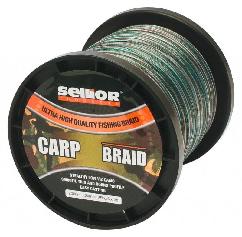 Levně Pletená šňůra SELLIOR CarpBraid 0,28mm, 35kg, 2000m