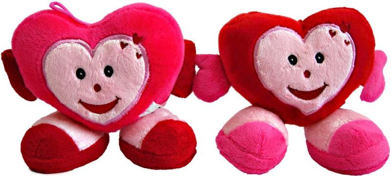 PLYŠ Srdce smíšek s nožičkama VALENTÝN 15cm 2 barvy (plyšová hračka)