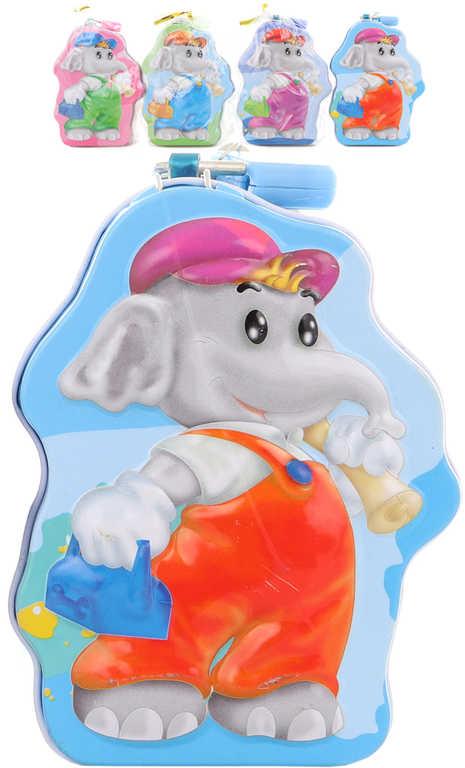 Pokladnička sloneček 11cm dětská plechová kasička na zámek 4 barvy