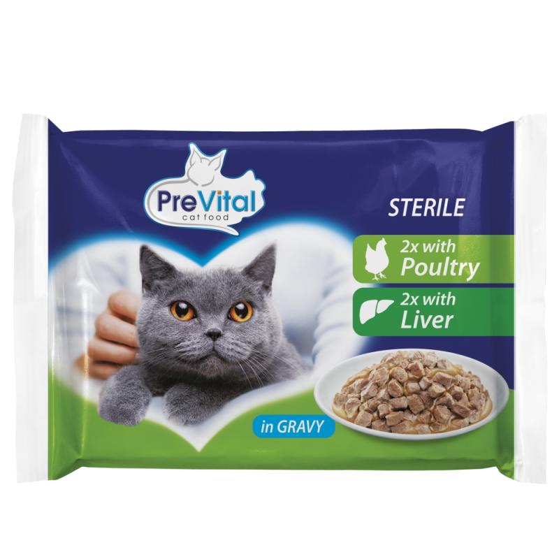 PreVital kočka sterile játra a drůbeží, kapsa 100 g (4 pack) (bal. 13 ks)