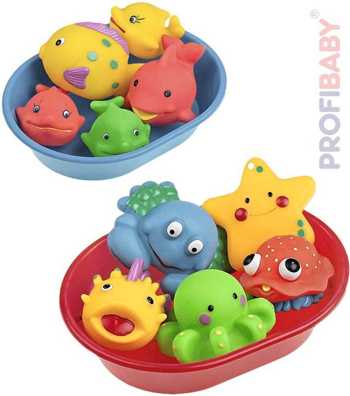PROFIBABY Baby set vanička + 5 mořských zvířátek do vody 3 druhy pro miminko