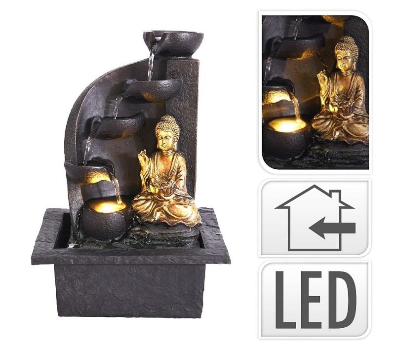Progarden Fontána pokojová s LED osvětlením BUDDHA oblá