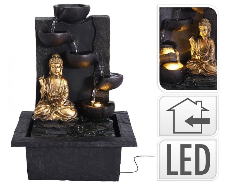 Progarden Fontána pokojová s LED osvětlením BUDDHA rovná