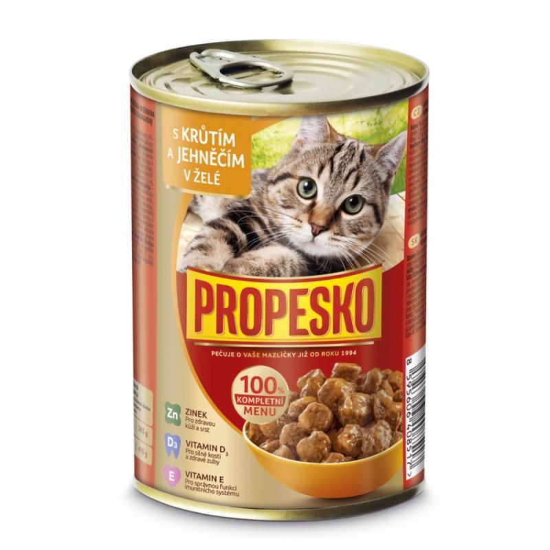 PROPESKO Cat krůtí a jehněčí v želé, kousky 415 g (bal. 12 ks)