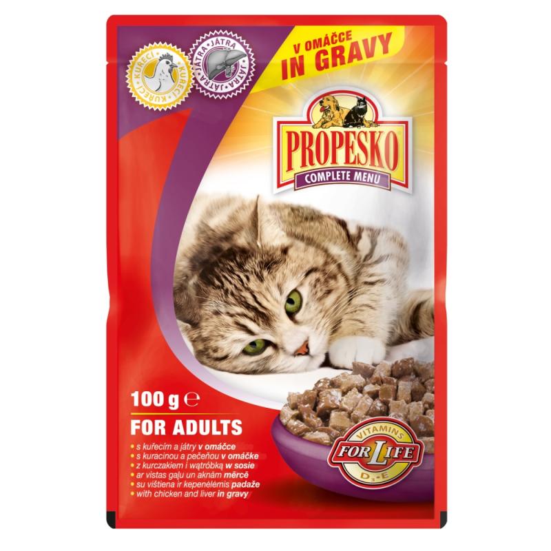 PROPESKO Cat kuřecí a játra, kapsa 100 g (bal. 24 ks)