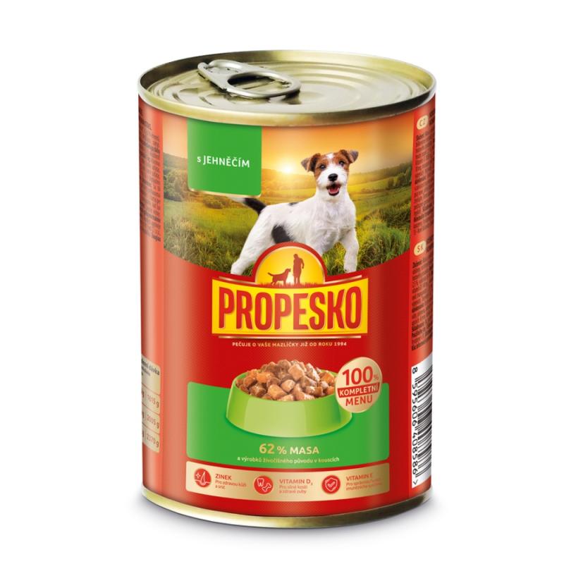 PROPESKO Dog jehněčí v omáčce, kousky 415 g (bal. 12 ks)