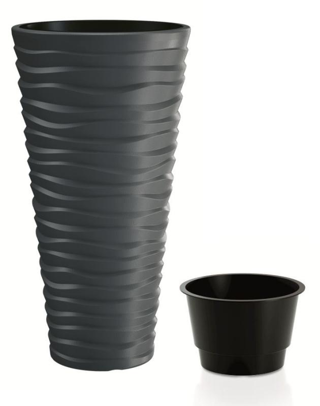 Prosperplast Květináč SAND SLIM antracit 34,9 cm