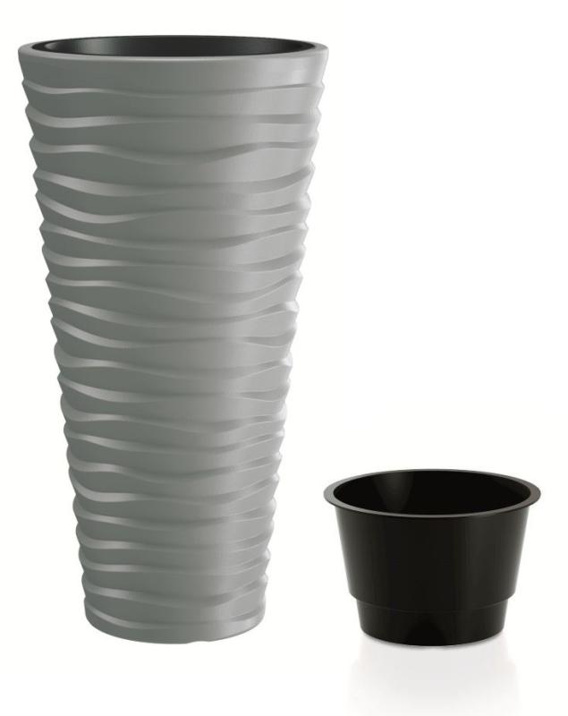Prosperplast Květináč SAND SLIM šedý kámen 29,6 cm
