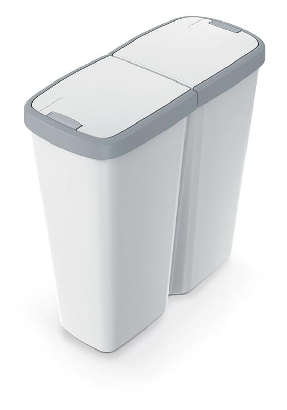 Prosperplast Odpadkový koš COMPACTA Q DUO, 50 l popelavá se světle šedým víkem