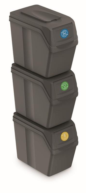 Prosperplast Odpadkový koš SORTIBOX 3 x 20 l šedý kámen