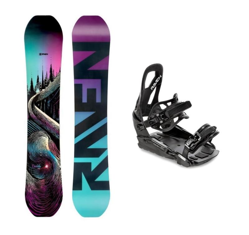 Raven Dahlia Carbon Mint/Pink dámsky snowboard + Raven S230 Black viazanie