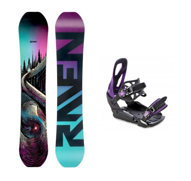 Raven Dahlia Carbon Mint/Pink dámsky snowboard + Raven S230 Black/violet viazanie