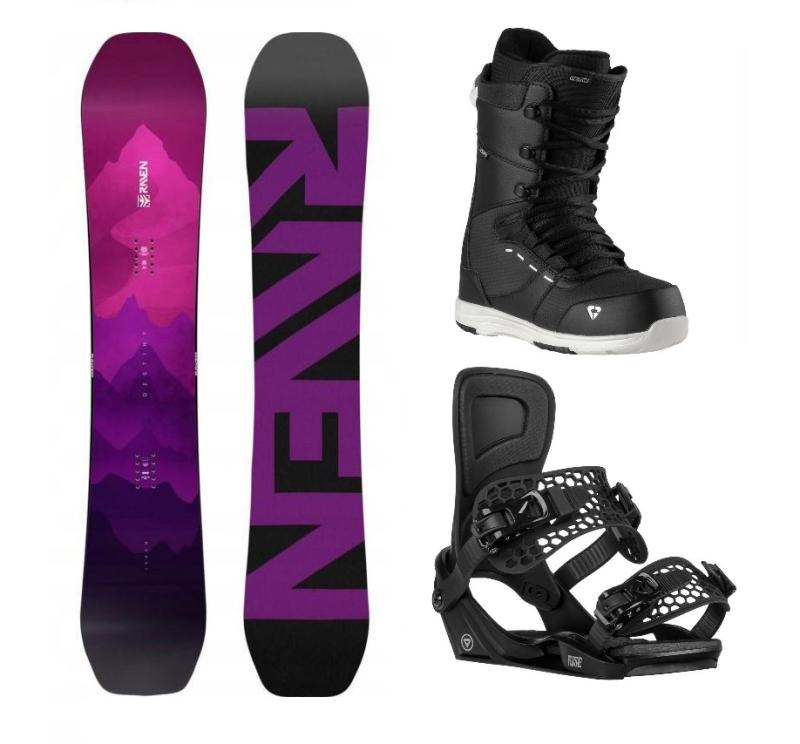 Raven Destiny snowboard + Gravity Rise black vázání + Gravity Bliss black/white boty