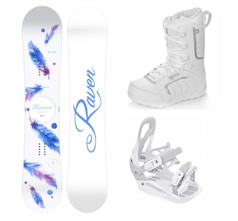 Raven Mia White snowboard + Raven S230 White vázání + Raven Pearl white boty