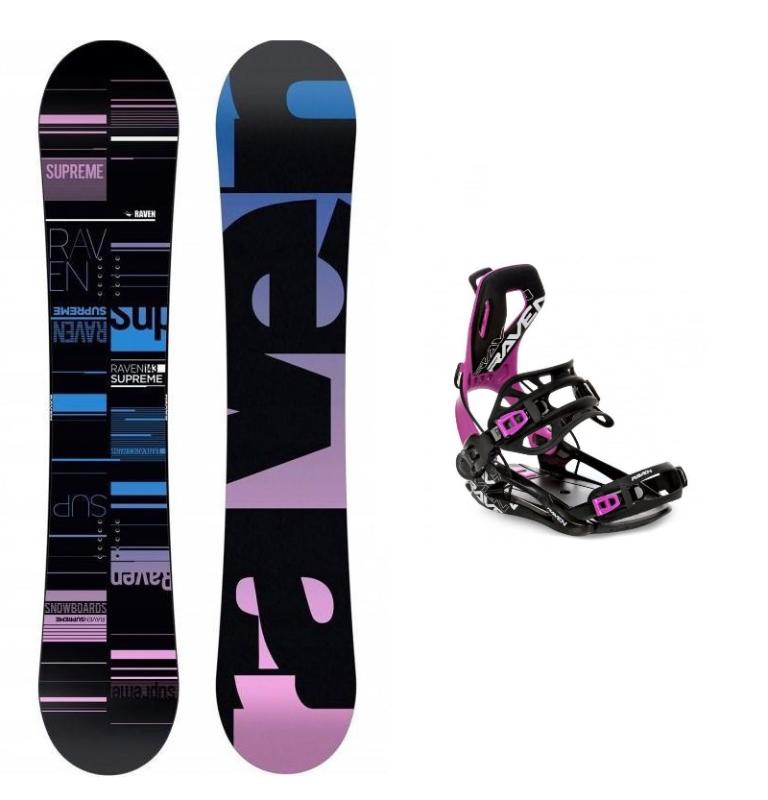 Levně Raven Supreme black dámský snowboard + Raven FT360 black/fuchsia vázání - 153 cm + S (EU 35-40)