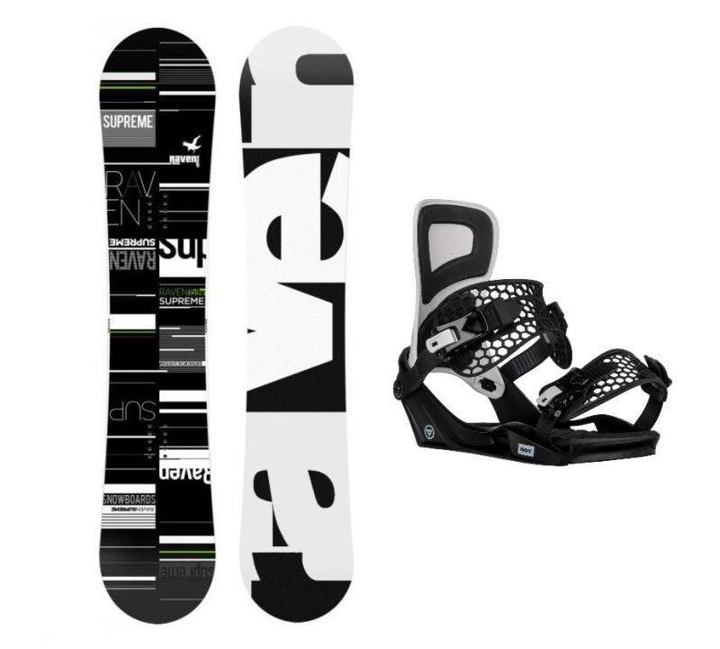 Raven Supreme black/green snowboard + Gravity Indy black/white viazanie