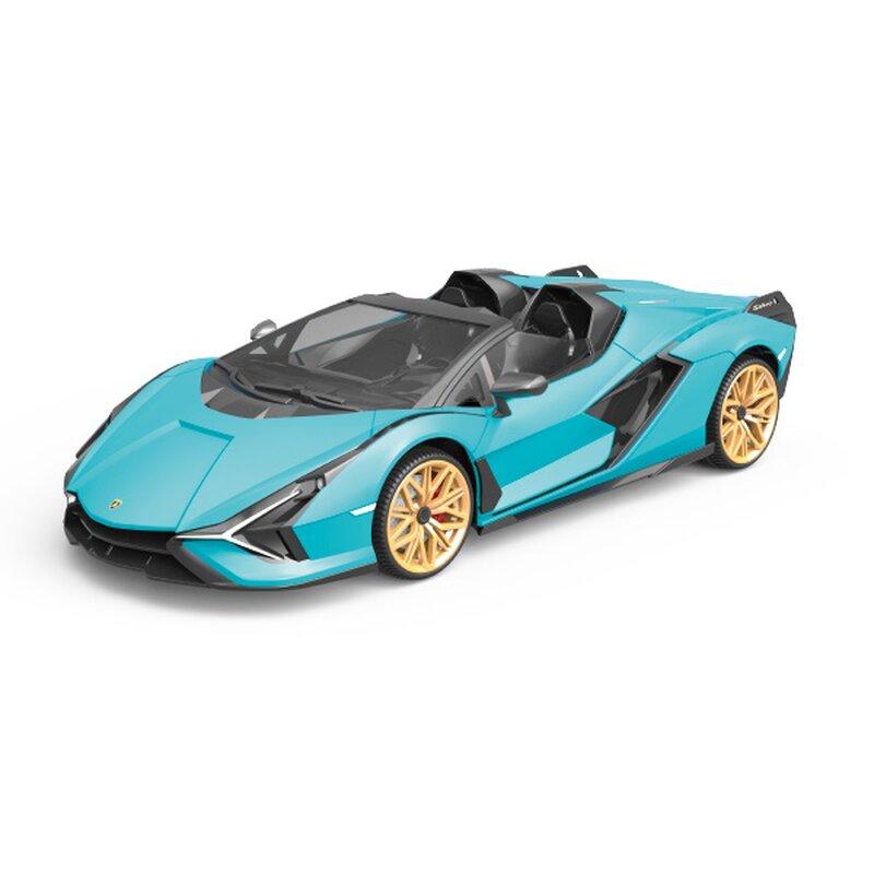 RE.EL Toys RC auto Lamborghini Sian 1:16 modrá metalíza, proporcionální RTR LED 2,4Ghz