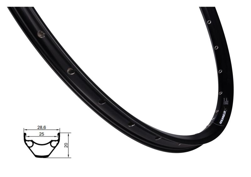REMERX Ráfik E-ROCKY 584x25 28 dier, čierny