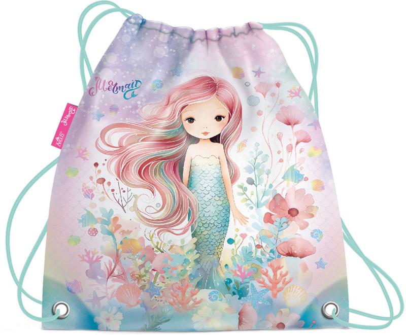 Sáček školní na přezůvky Mermaid stahovací pytel na záda Mořská víla