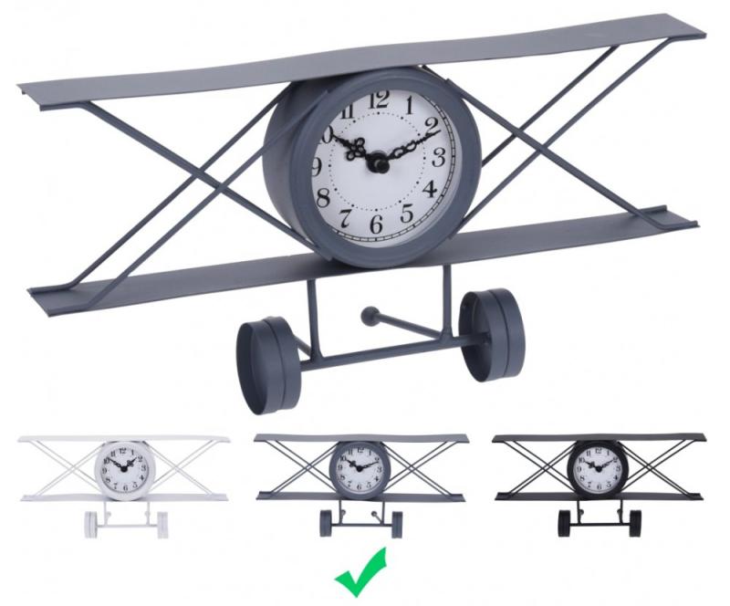 Segnale Hodiny stolní designové LETADLO 30 cm šedá