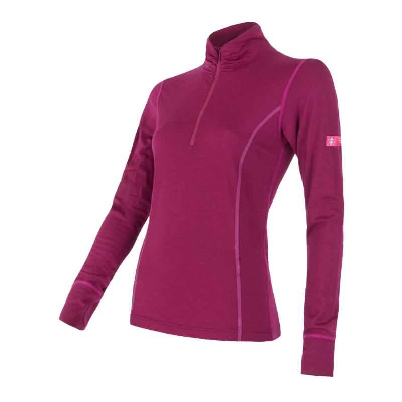 Sensor Merino Active Zip Lilla dámské funkční tričko