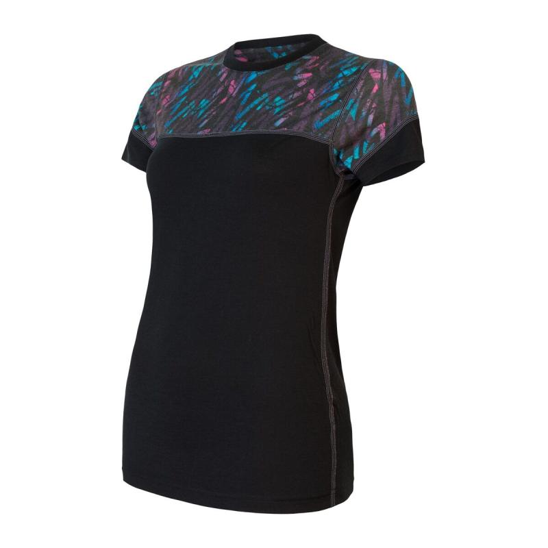 Sensor Merino Impress Černá/stripes dámské funkční tričko