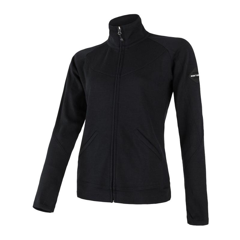 Sensor Merino Upper Celozip Černá dámská mikina