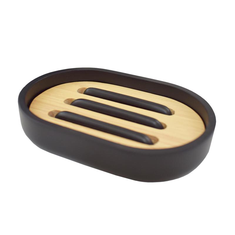 SEPIO Mýdlenka ovál 12,3x8,2x2,3cm PR ČER/dřevo