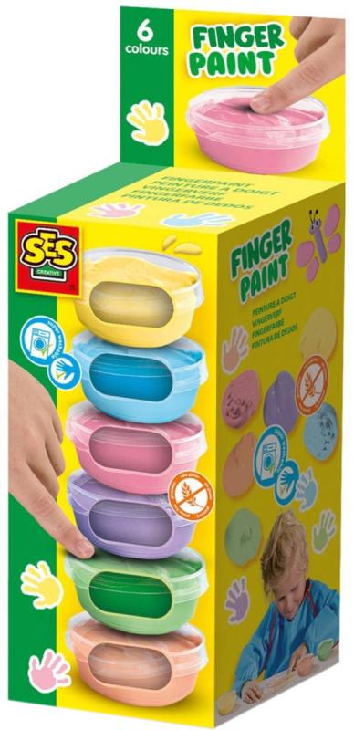 SES Creative Barvy pastelové prstové baby set 6x 45ml v kelímku