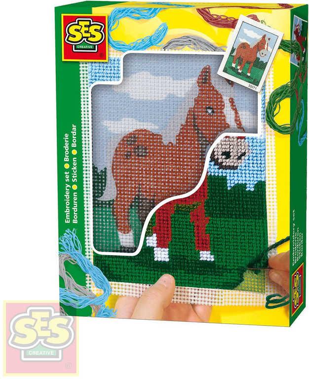SES Creative Dečka dětská vyšívací Kůň set s bavlkami malá švadlenka