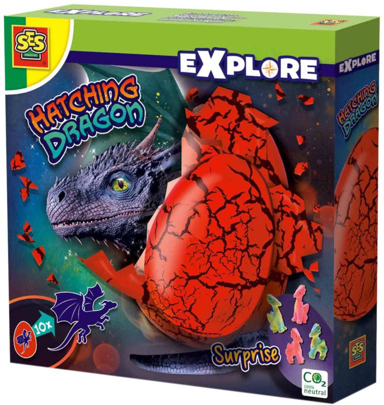 SES Creative Drak líhnoucí se ve vejci do vody s překvapením 4 druhy