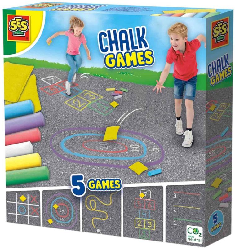 SES Creative Hra s barevnými křídami na ven 5v1 (společenská hra)