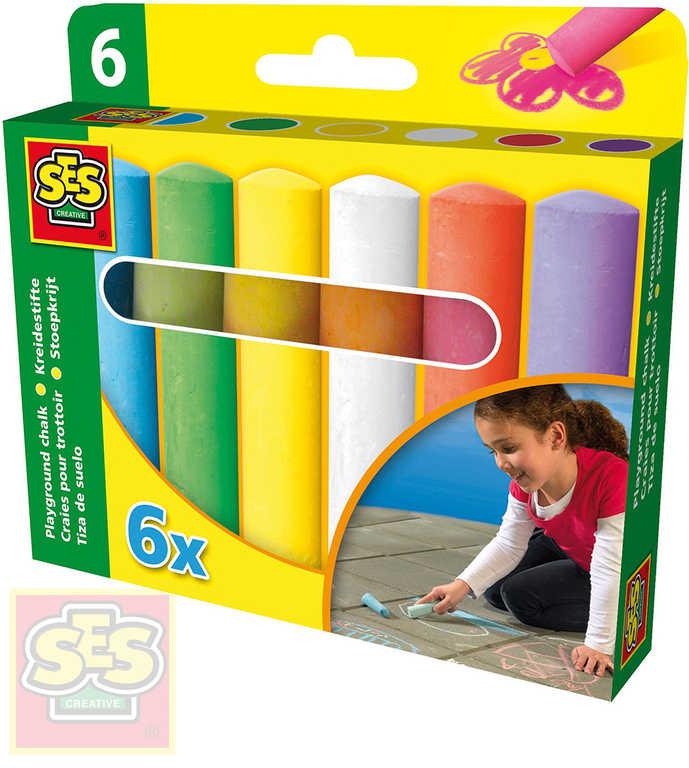 SES Creative Křídy chodníkové dětské barevné tlusté set 6ks v krabičce