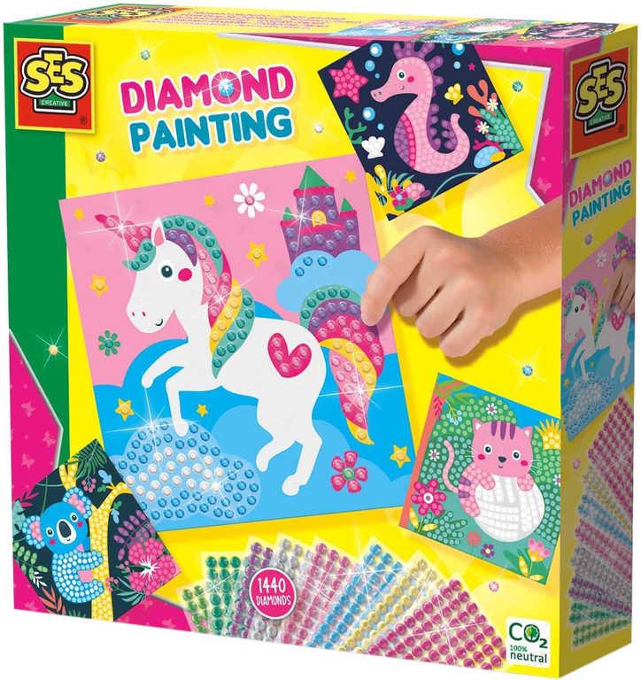 SES Creative Zdobení třpytivými kamínky 1440ks kreativní set veselá zvířátka