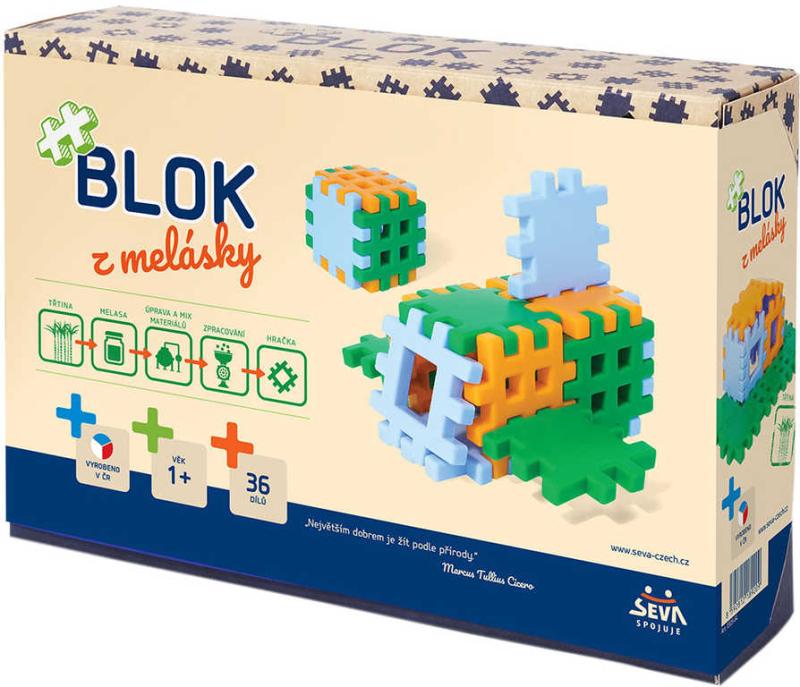 Seva BLOK Z melásky zelená baby Eko (stavebnice) 36 dílků v krabici