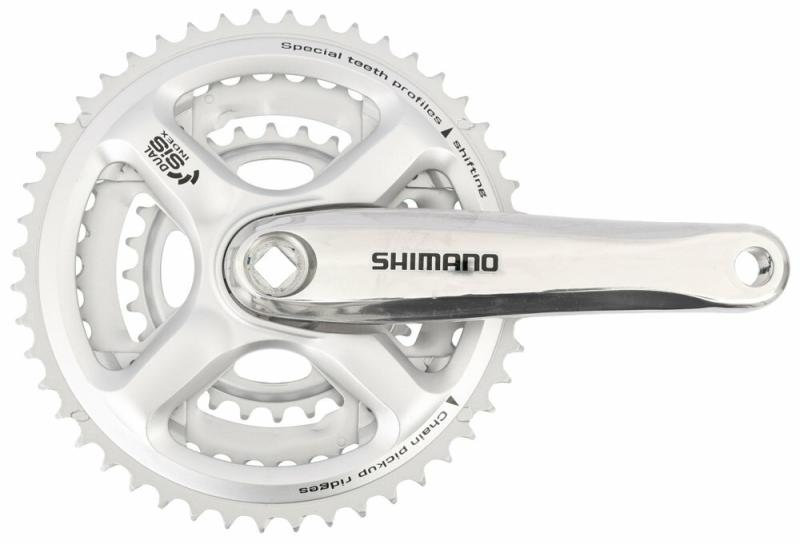 Shimano kliky FC-M191-S 170mm 48x38x28 zubů, stříbrné, bez krytu, 8 speed, pro osu čtyřhran