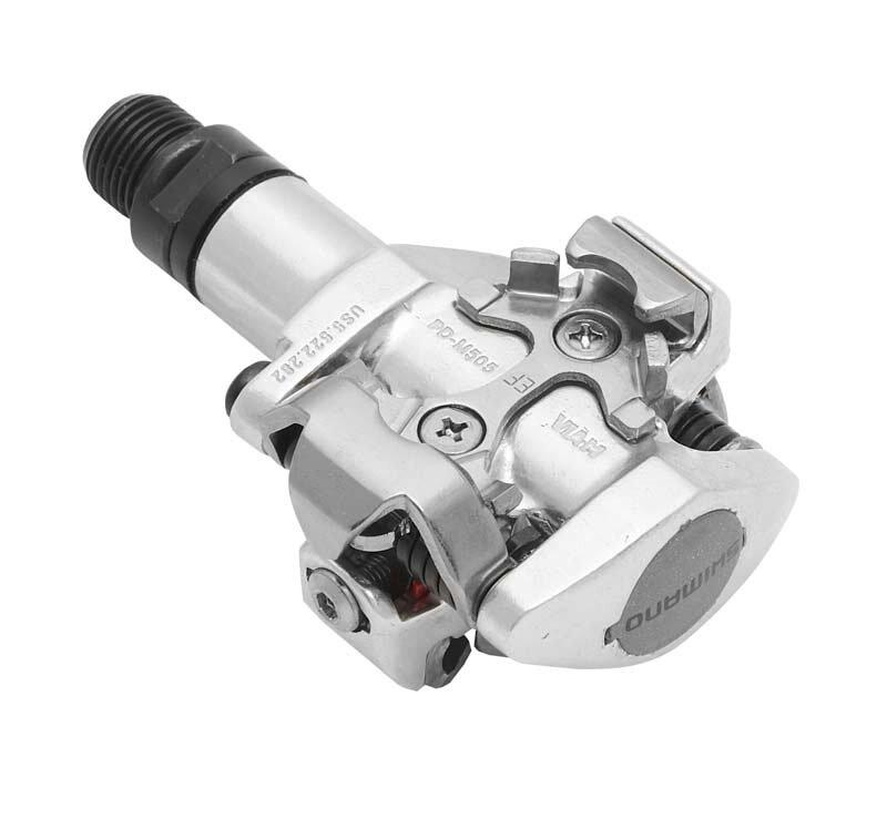 Shimano pedály SPD PD-M505S stříbrné s kufry SM-SH51 v krabičce