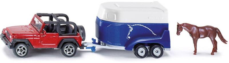 Siku Blister Auto terénní vůz set s přívěsem a koněm kovový model 1651