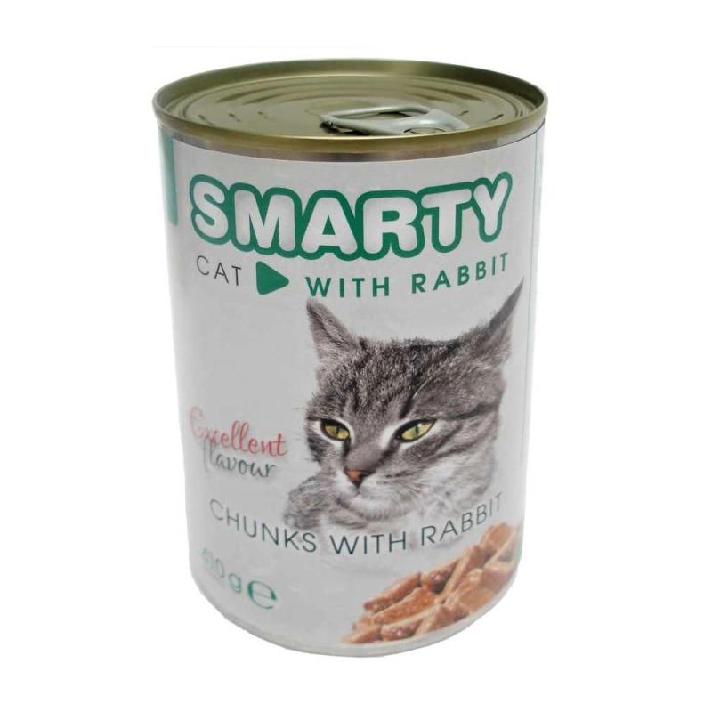SMARTY Cat Králík chunks, konzerva 410 g