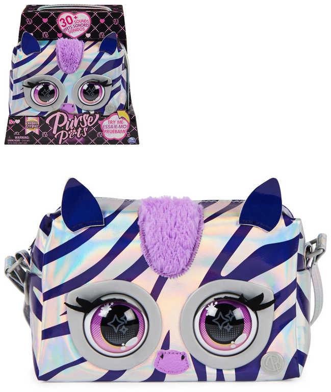 Spin Master Purse Pets interaktivní metalická kabelka Zebra mrká na baterie Zvuk